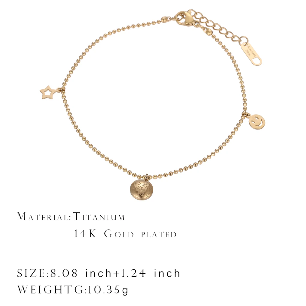 

ONYSS Bracelet on the leg Anklets For Women Foot Jewelry Ankle Bracelets Chain 14K Gold Plating Clock Tobillera Ancle Bracelet