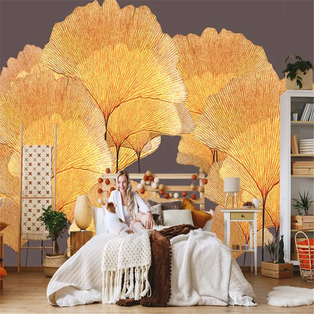 Milofi нордическая ручная роспись абстрактное искусство листья гинкго обои