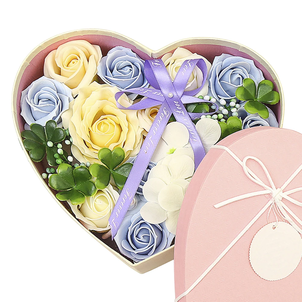 

Simulation Rose Wedding Decor Valentine Day Gift Artificial Soap Rose Flower Gift Box Bouquet Wedding Roses Artifical Flowers