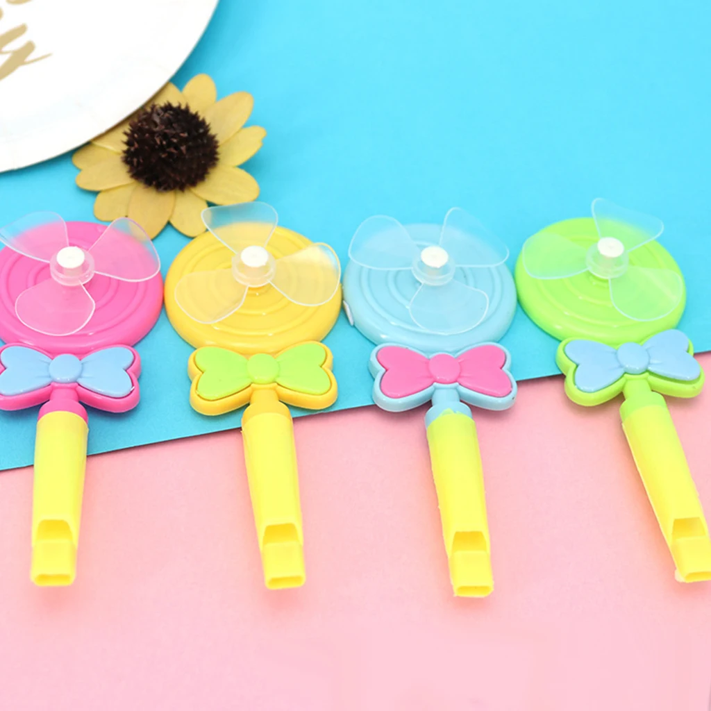 

4Pcs Plastic Windmill Whistling Handle Toys Pinwheel Windmill Garden Running Play Toy Wind Spinner Gifts