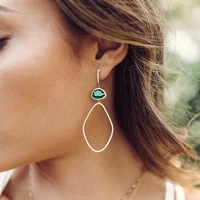 irregular geometric dangle drop earring micro pave cz green red uneven shape stone gorgeous european women fashion jewelry