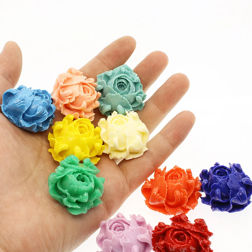 2 шт. Синтетические Коралловые бусины в форме цветка россыпью 35 мм окрашенные