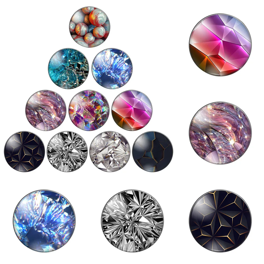 

12pcs/lot New Glass Flake Irregular Painting 12mm/20mm/25mm/30mm Round Photo Glass Cabochon Demo Flat Back Making Findings