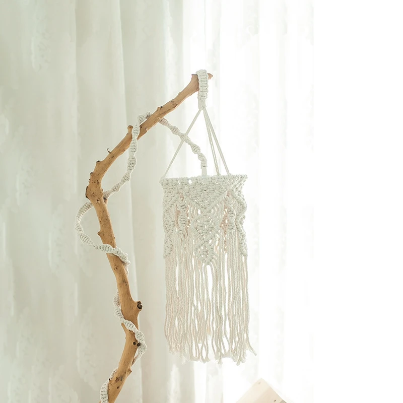 

1 Pcs Bohemian Hand-Woven Tassel Lampshade & 1 Set Wall Hanging Macrame Curtain Bohemian Hand Woven Tapestry