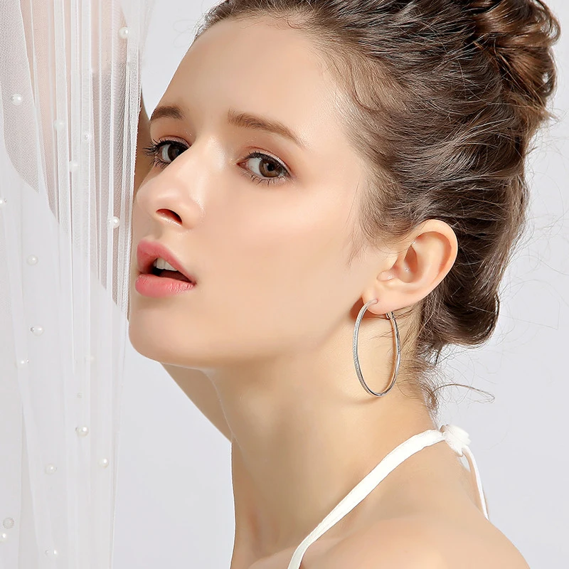 Женские серьги кольца TONGZHE большие из стерлингового серебра 925 пробы с цирконием