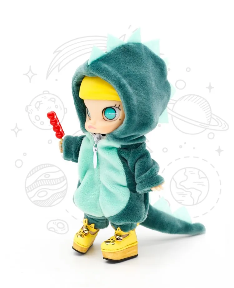 

OB11Molly Baby Clothing Animal Monster Home Clothing Pajamas Jacket 12 Cent BJD GSC Plain Body Dinosaur Set