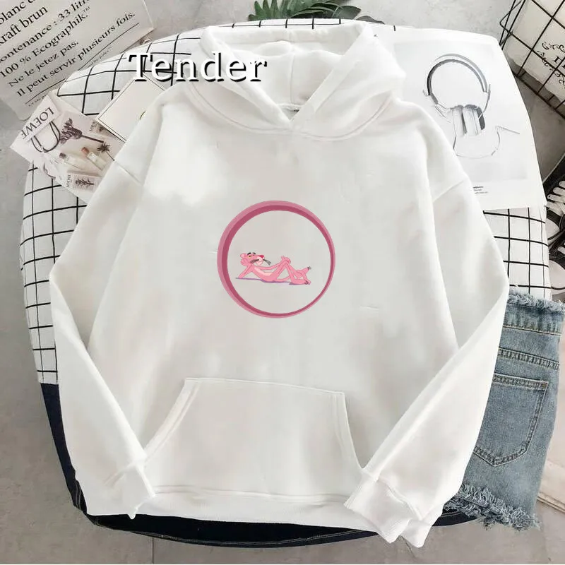 

Women funny Hoodie Ulzzang Punk clothes Autumn Aesthetic Hoodie Pink Panther Graphic Hoodie tops female animal printed Hoodie
