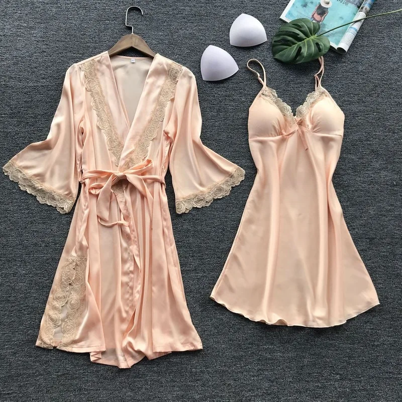 

Sexy Lace Sleepwear Lingerie Women's robe Set Underwear Lace pajamas Nightdress Ladies Home Clothes pajamas for sleepwear