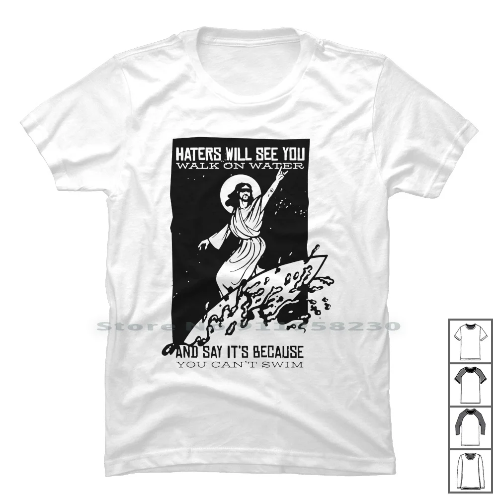 Забавная Футболка с принтом Иисуса для серфинга 100% хлопок популярный тренд на