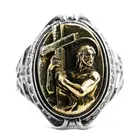 Винтажное Золотое мужское кольцо с крестом, мужское кольцо в религиозном стиле, панк, ювелирные изделия