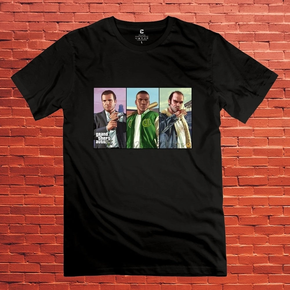 Летние модные повседневные мужские футболки GTA V Grand Theft Auto простой графический