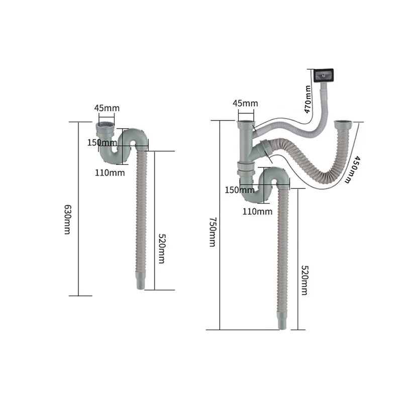 1 шт. двойной умывальник красивый кухонный сливной трубы кухонное оборудование