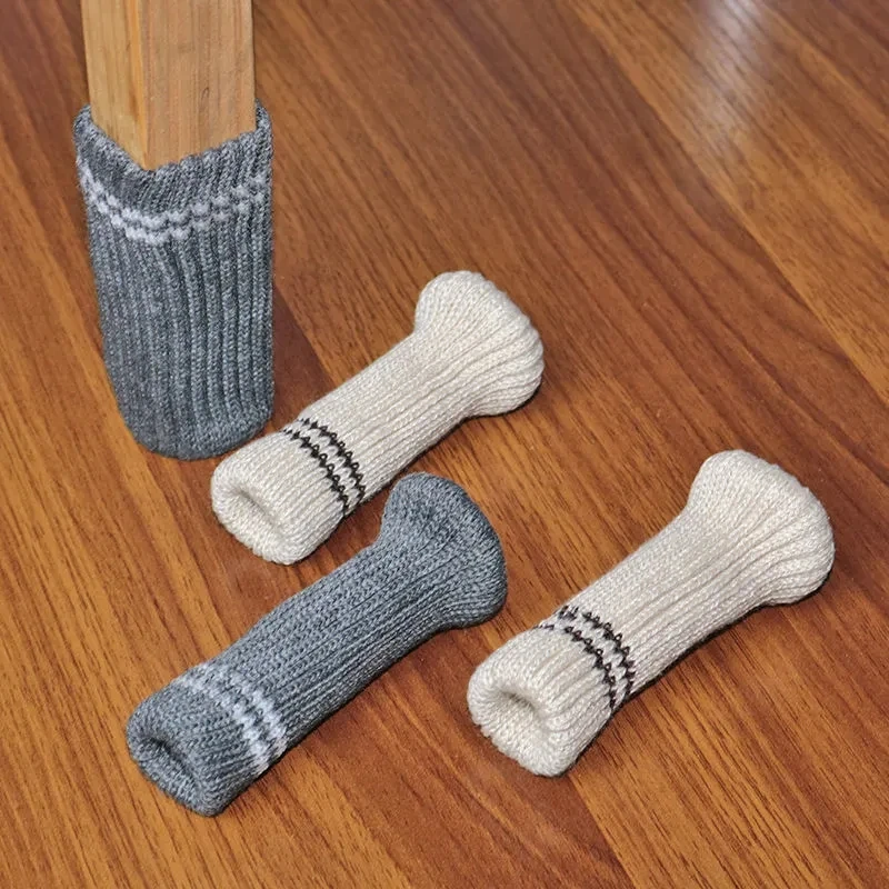 

Двухслойные Вязаные чехлы для ножек стула мебельные Чехлы для ножек стола защита для пола подвижный шумоподавляющий нескользящий чехол