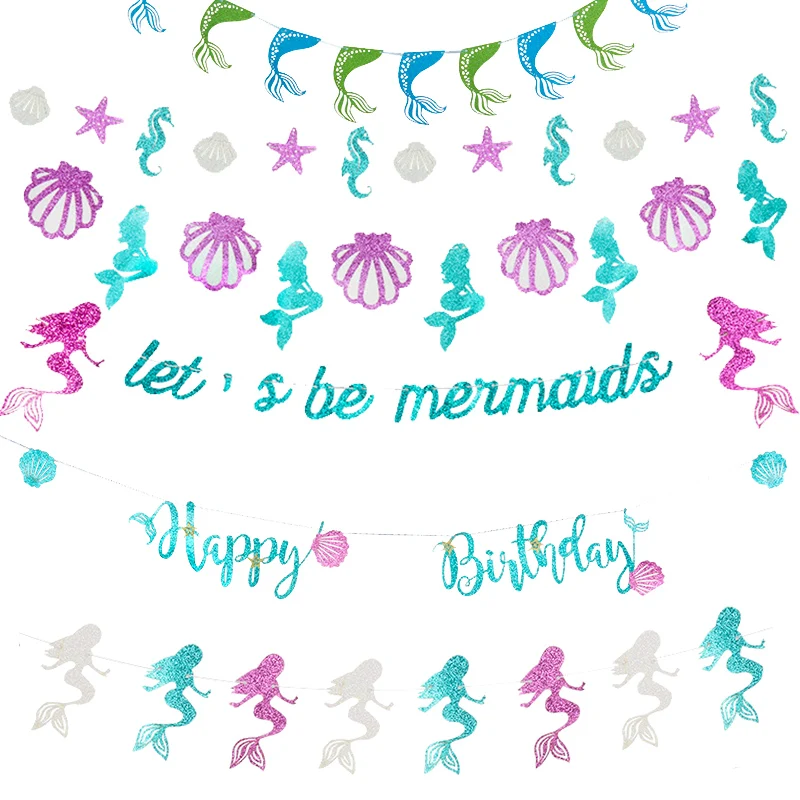 Баннер на день рождения WEIGAO маленькая Русалочка украшение вечерние флажки