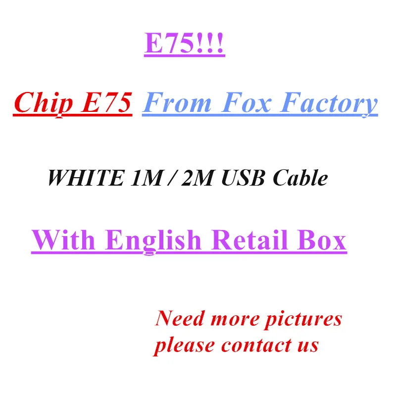 

10Pcs Original 8ic 1M/3FT 2m/6FT E75 Chip USB Data Cable Charger For Fox 5 5S 6 6s 7 7plus 8 X XS With Logo Box Work New System