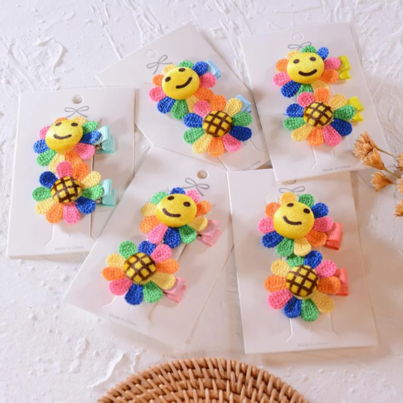 2 шт./компл. заколки для волос с солнечным цветком Детские милые аксессуары