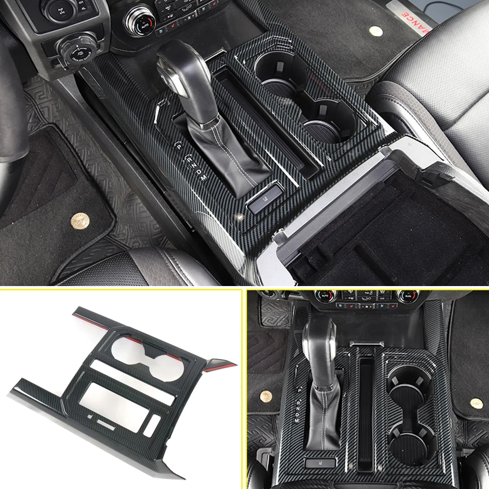 

LHD! for Ford F150 F-150 2015-2019 Accessories ABS Carbon Fiber Interior Gear Shift Frame Panel Cover Trim 1pcs Car Styling