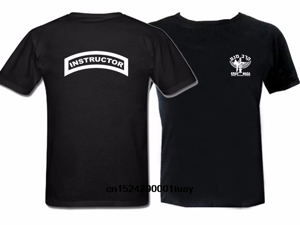 

2018 Summer Mens Man Fashion Round Collar T Shirt Krav Maga Instructor Front Back Print Customized Black summer Tee T Shirt