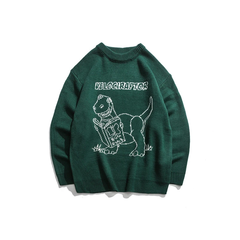 Японский жаккардовый свитер в стиле Харадзюку с нашивками на локтях и