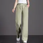 Брюки женские штаны из льна и хлопка с широкими штанинами, модные прямые свободные повседневные штаны для мам, пляжные S-3XL, большие размеры, на лето