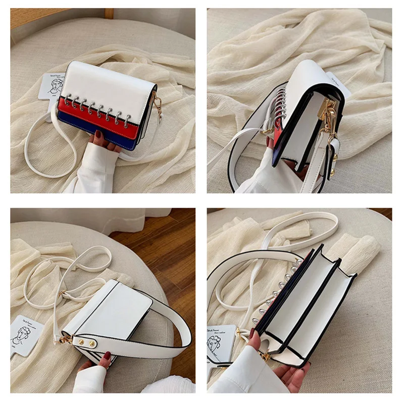 Женская сумка-мессенджер с металлическим кольцом регулируемый плечевой ремень