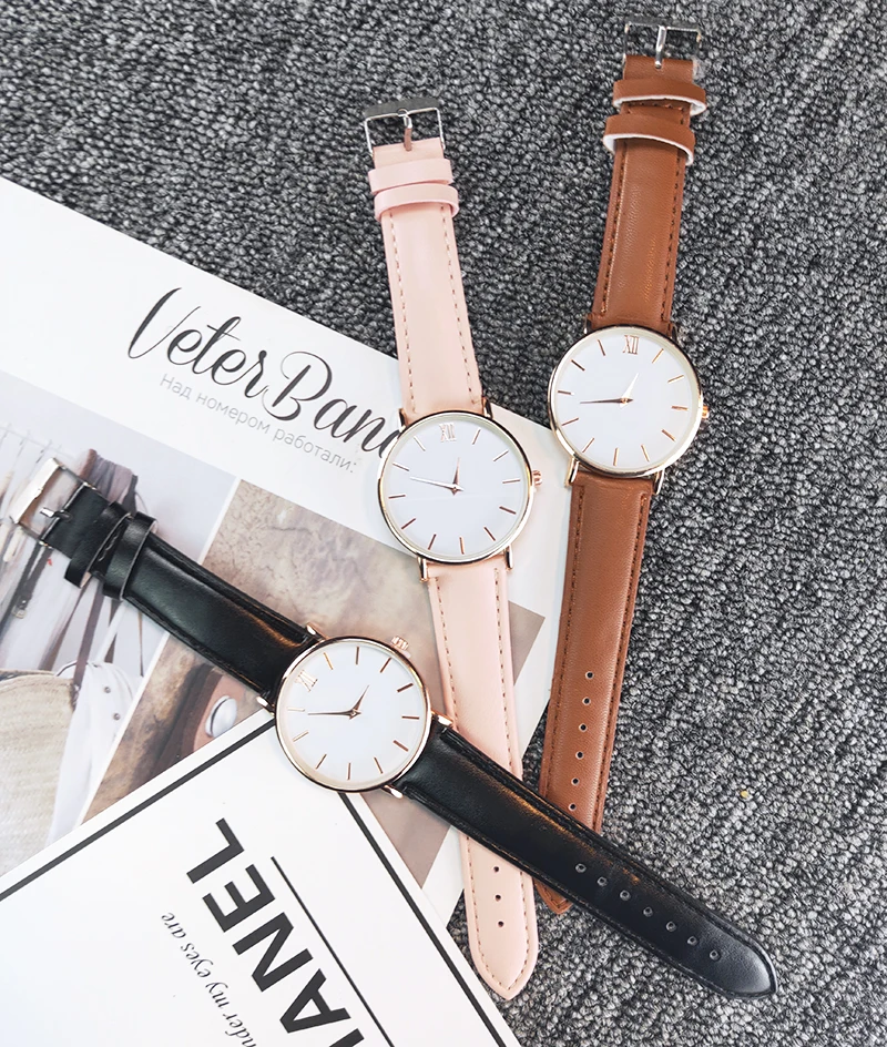 Часы женские кварцевые в минималистском стиле с кожаным ремешком | Наручные часы
