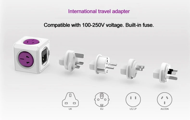 Allocacoc адаптер питания Мощность куб дорожный розетка с usb удлинитель электрический тройник розетка Переходник штекер Мощность полосы ЕС США CN 4 удлинитель с USB Порты для Австралия Новая Зеландия Japan10A 2500W