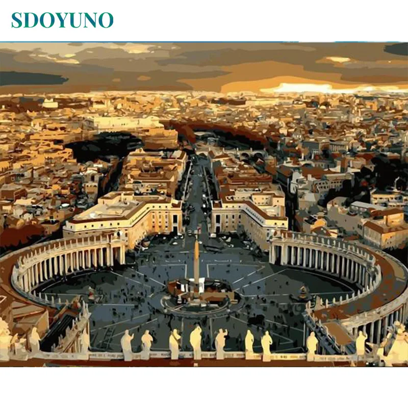 SDOYUNO краска ing по номерам DIY городской пейзаж украшение комнаты настенное художественное картины по номерам раскраска по номерам декор для дома рисование по номерам для взрослых украшение дома 60x75 см - Цвет: 1942