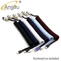 angitu double sleeved coiled mechanical keyboard cable usb to type c with gx16 aviator