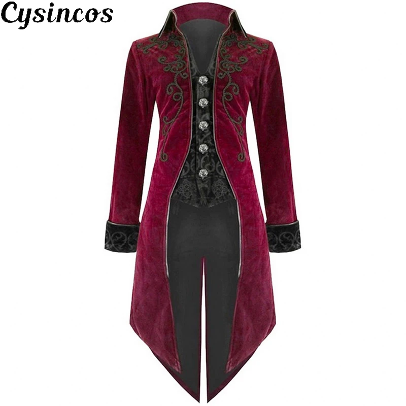 CYSINCOS Взрослый мужской костюм в викторианском стиле черный смокинг модный фрак