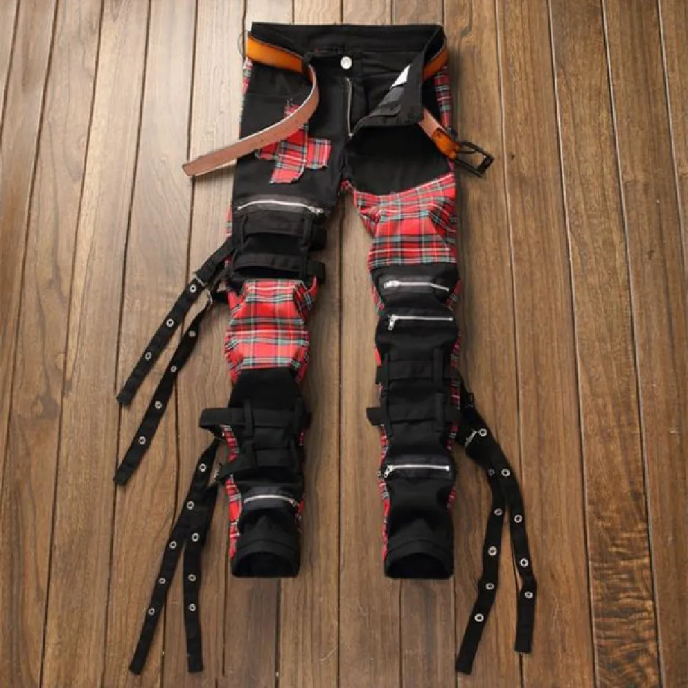 

Men's Patchwork Jeans New Retro Personality Banding Men's Small Straight-leg Jeans Fashion Youth Trend Patchwork Black Jeans