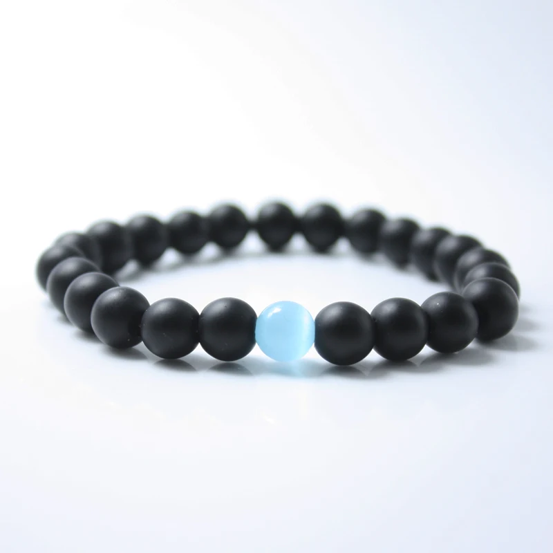 Пара расстояние браслет классический натуральный камень черный и синий Инь Ян