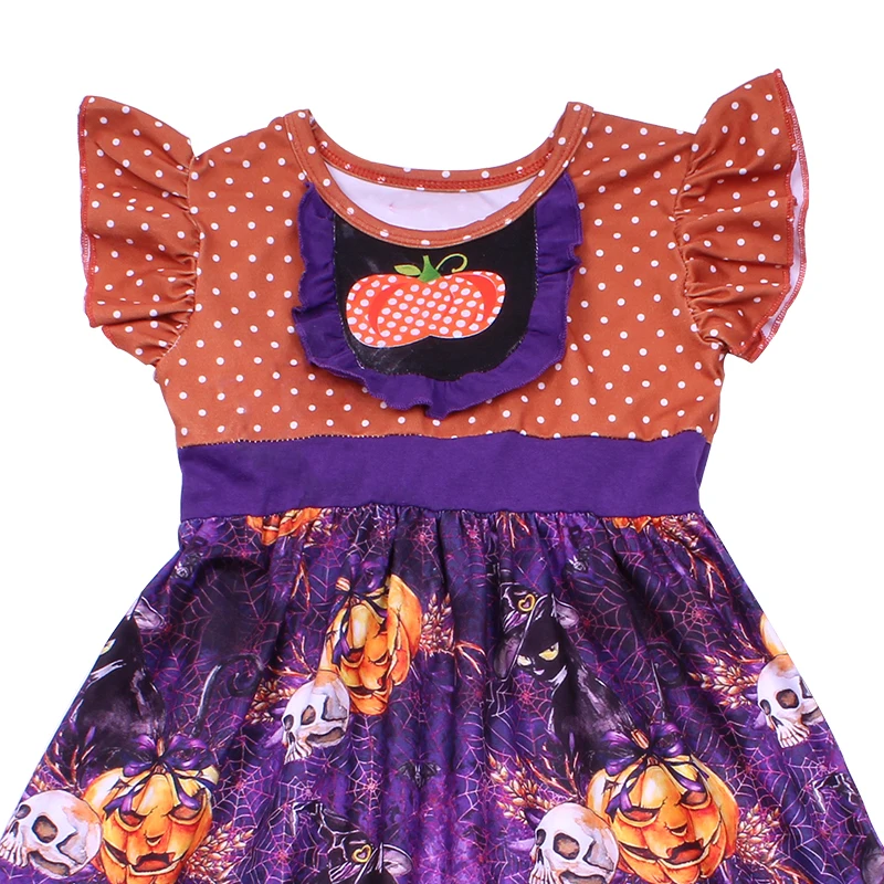 Платье для девочек с потрясающим рисунком милое платье в горошек Хэллоуина