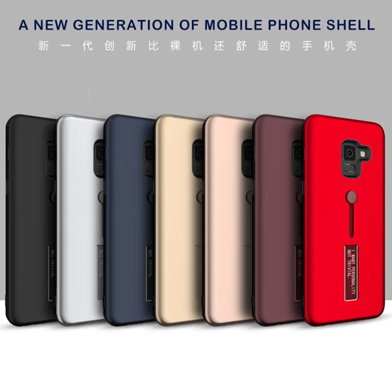 UPaitou Shockproof Case for Samsung Galaxy A9 A8 A7 A6 Plus A5 2018 Metal Ring Stand Rubber Back Cover A530 A730 A750 |