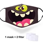 Милые Маски с 3D-принтом для рта моющиеся пылезащитные маски для взрослых с 2 фильтрами Регулируемая Ветрозащитная маска против дымки Mascarillas
