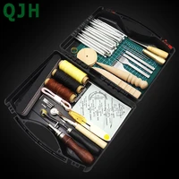 diy professional leather craft tools kit hand sewing stitching punch carving work saddle groover set accessories diy tool box