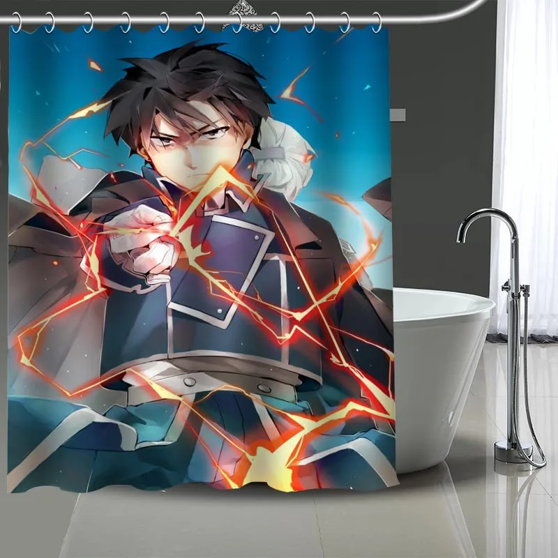 

Hot Sale Custom Fullmetal Alchemist Shower Curtains DIY Bathroom Curtain Fabric Washable Polyester for Bathtub Art Decor