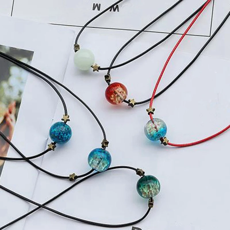 

Luminous Pendant Necklace Lovers' Glow Bracelet Necklace In The Dark Night Light Bracelet Bead Chain For Women Men Jewelry Gifts