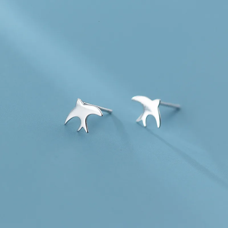 100% однотонные серьги из серебра 925 пробы модные глазурованные гвоздики с птицами