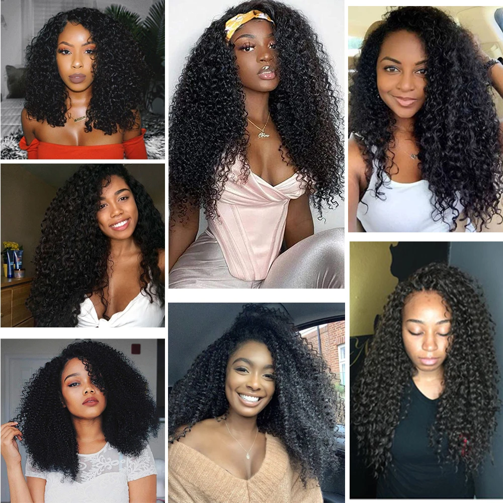 

SOKU Synthetic Wig Long Kinky Curly Hair for Afro Black Women Free Part Full Machine Wig 18 Inch Human Synthetic Mixed Wig