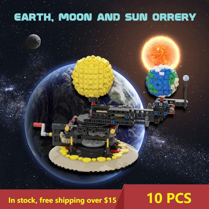 

MOC Earth Moon Sun Track вращающаяся миниатюрная небесная модель строительные блоки высокотехнологичные кирпичи развивающие детские игрушки для дет...