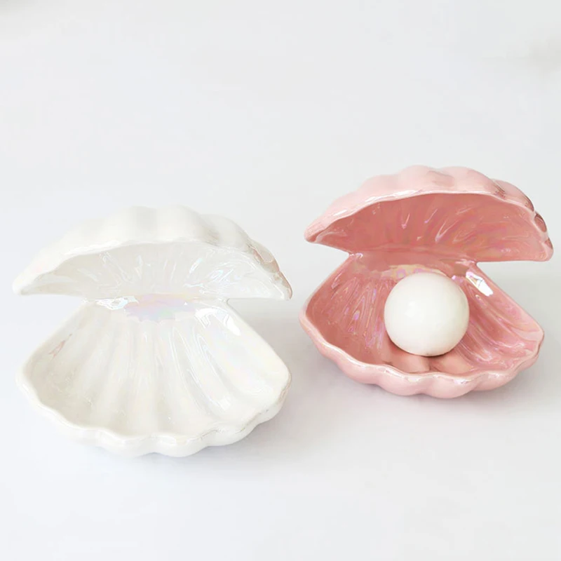 

Fantasy Night Light Ceramic Shell Lamp Pearl Powder Pearl White Night Light Gift