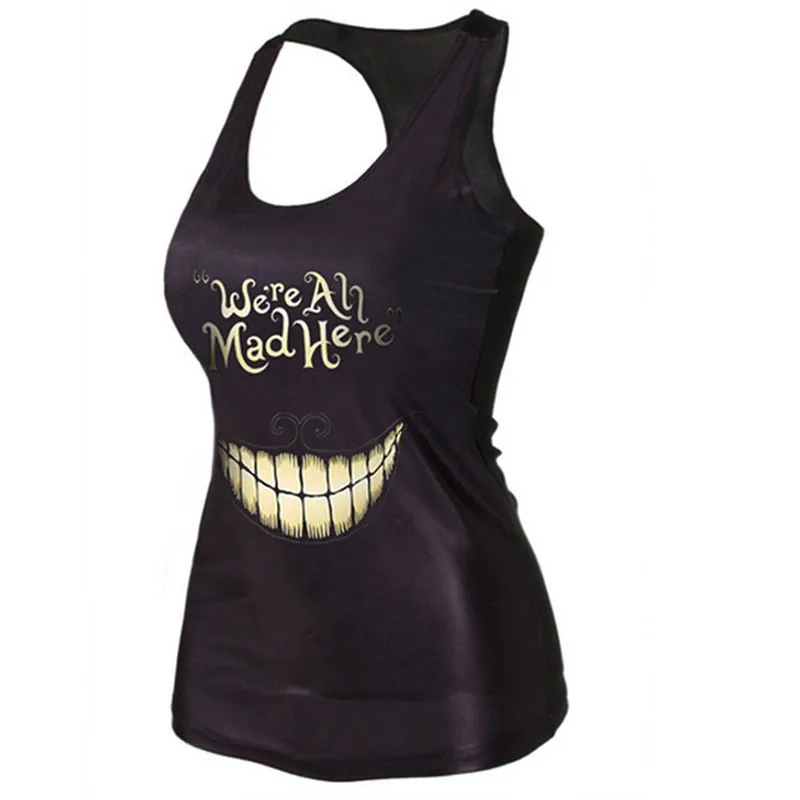 Модные летние топы классные женские 3d жилеты многоцветная Готическая панковская