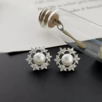 meibapj fashion snowflake stud earrings 100 freshwater pearl earrings for women 4 colours hot selling 925 silver jewelry