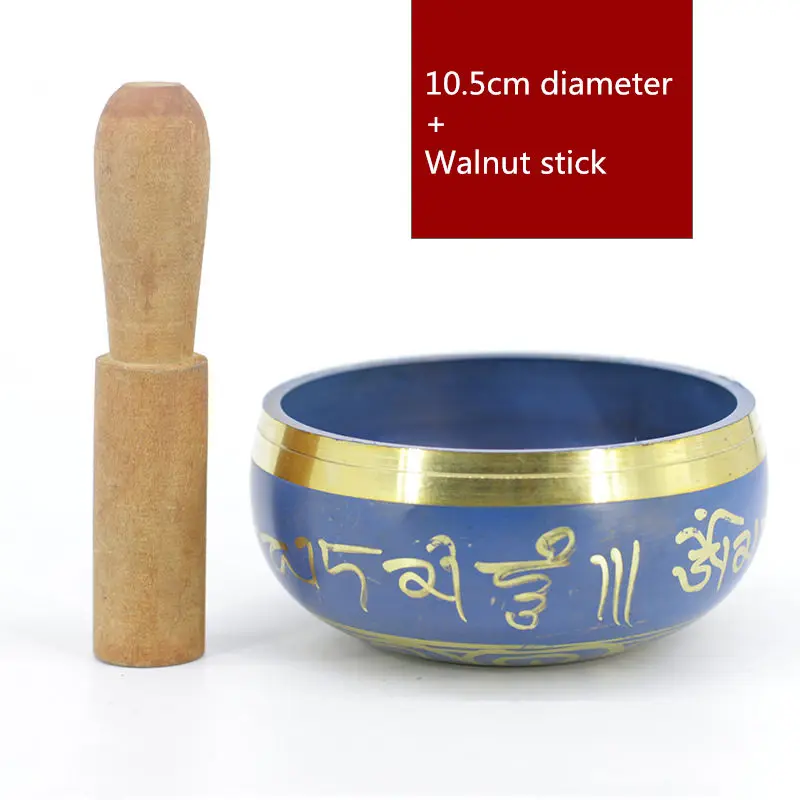 10.5cmxWalnut stick Тибетская Поющая чаша набор-Медитация звуковая чаша ручной работы в Непале для заживления и внимательности - Цвет: 10.5cmxWalnut stick