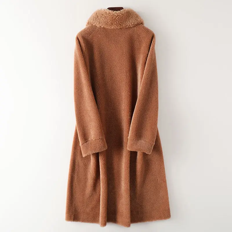 

2020 New Winter Women Korean Real Fur Coat Female Natural Sheep Shearling Jacket Lady Genuine Thick Warm Fur Long Overcoats H219