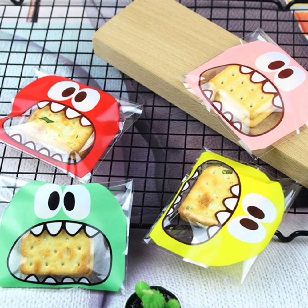

100pcs/pack food goods small monster cute self-adhesive Food bag gift bag biscuit bag