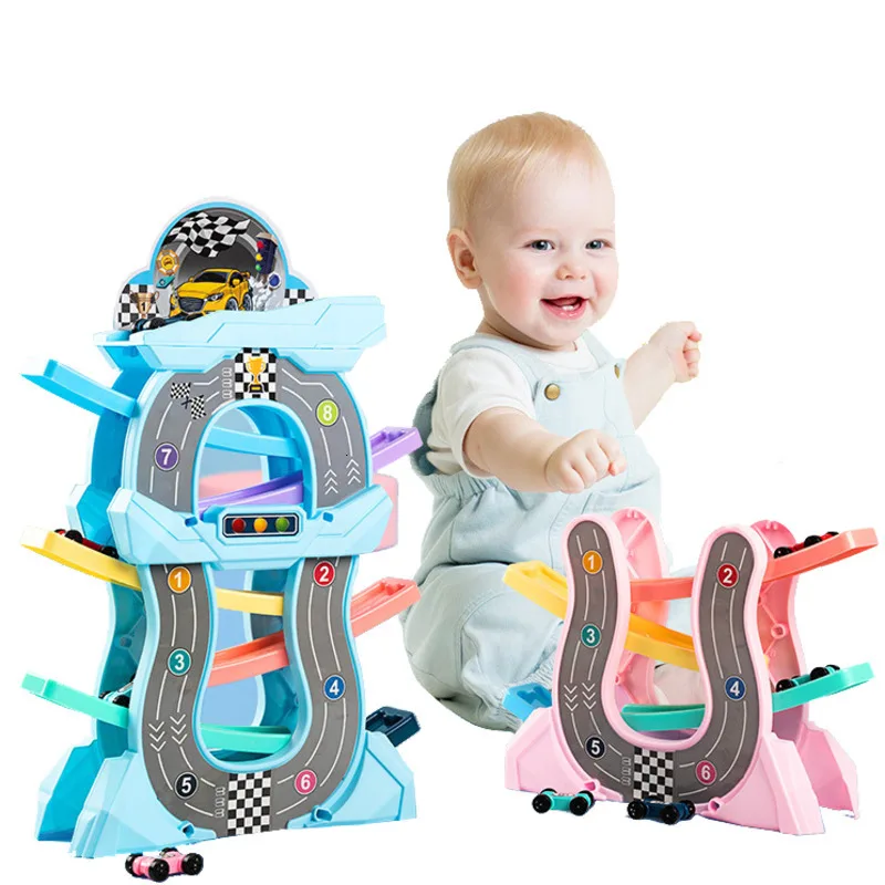 

Инерционные скользящие игрушечные машинки для детей, треки, веселые автомобильные гоночные рельсы, рельсы для раннего детства, игрушки DIY, д...