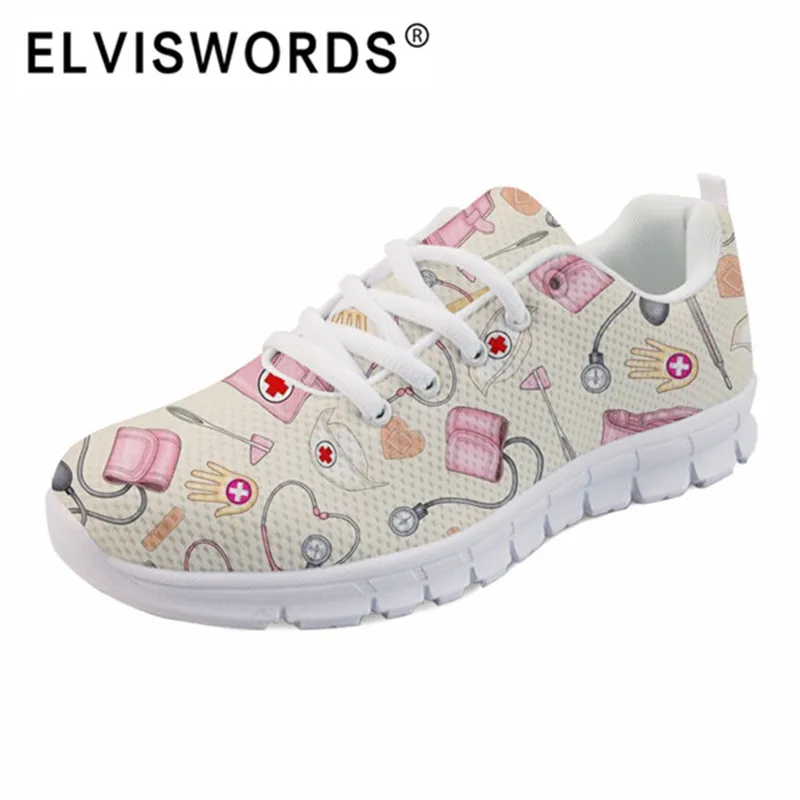 Кроссовки ELVISWORDS женские сетчатые милые сникерсы с мультяшным принтом для