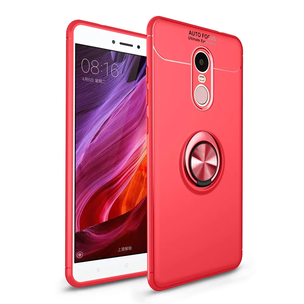 Для Xiaomi Redmi Note 4 4X чехол цветной металлический Магнитный кольцо мягкое Силиконовое ТПУ и жесткий чехол для Xiaomi Redmi Note 4 4X5,5"